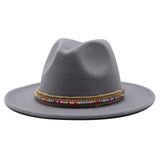 Unisex Wool Fedora Hat with Boho Beaded Trim