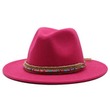 Unisex Wool Fedora Hat with Boho Beaded Trim