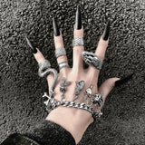 4Pcs/Set Gothic Snake Midi Ring Set | Vintage Punk Metal Knuckle Joint Rings - Woodland Gatherer
