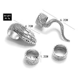 4Pcs/Set Gothic Snake Midi Ring Set | Vintage Punk Metal Knuckle Joint Rings - Woodland Gatherer