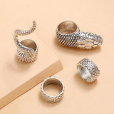 4Pcs/Set Gothic Snake Midi Ring Set | Vintage Punk Metal Knuckle Joint Rings - Woodland Gatherer