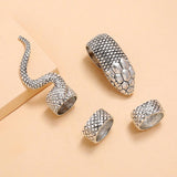 4Pcs/Set Gothic Snake Midi Ring Set | Vintage Punk Metal Knuckle Joint Rings - Woodland Gatherer