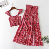 Red Summer Two Piece Boho Outfit