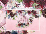Unicorn Floral Silk Cloth Wallpaper