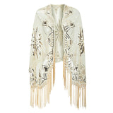 Sequinned 1920s Fringed Evening Shawl