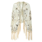 Sequinned 1920s Fringed Evening Shawl