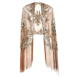 Sequinned 1920s Fringed Evening Shawl