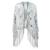 Sequinned 1920s Fringed Evening Shawl