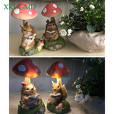 Rabbit & Hedgehog & Chipmunk Mushroom Lamps Solar Powered Night Lights