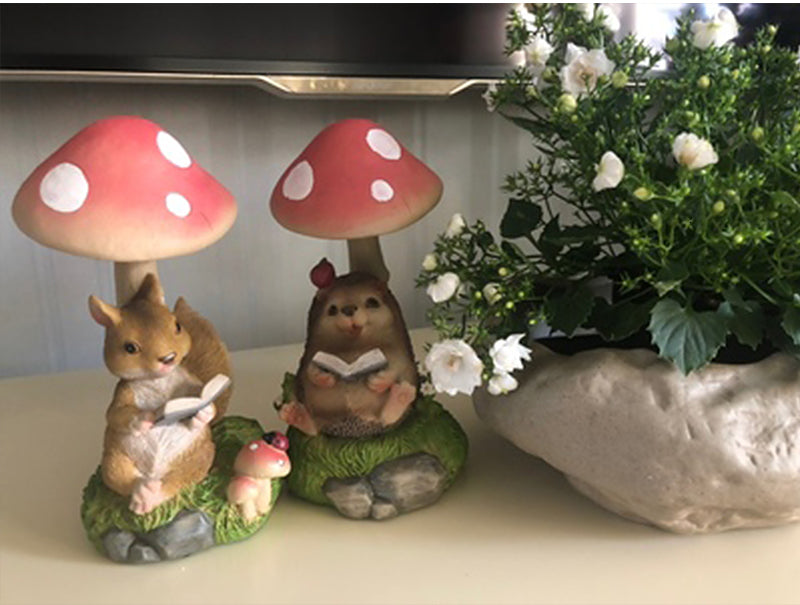 Rabbit & Hedgehog & Chipmunk Mushroom Lamps Solar Powered Night Lights