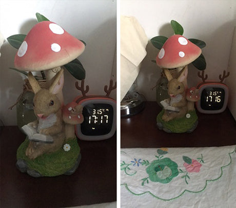 Rabbit & Hedgehog & Chipmunk Mushroom Lamps Solar Powered Night Lights