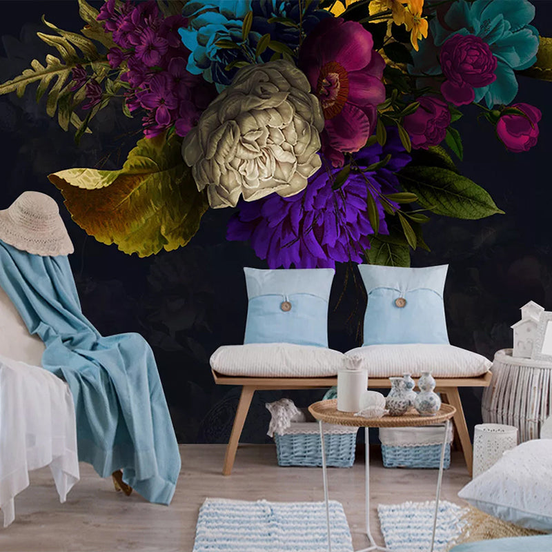 Night Garden Black Flower Wall Mural Wallpaper