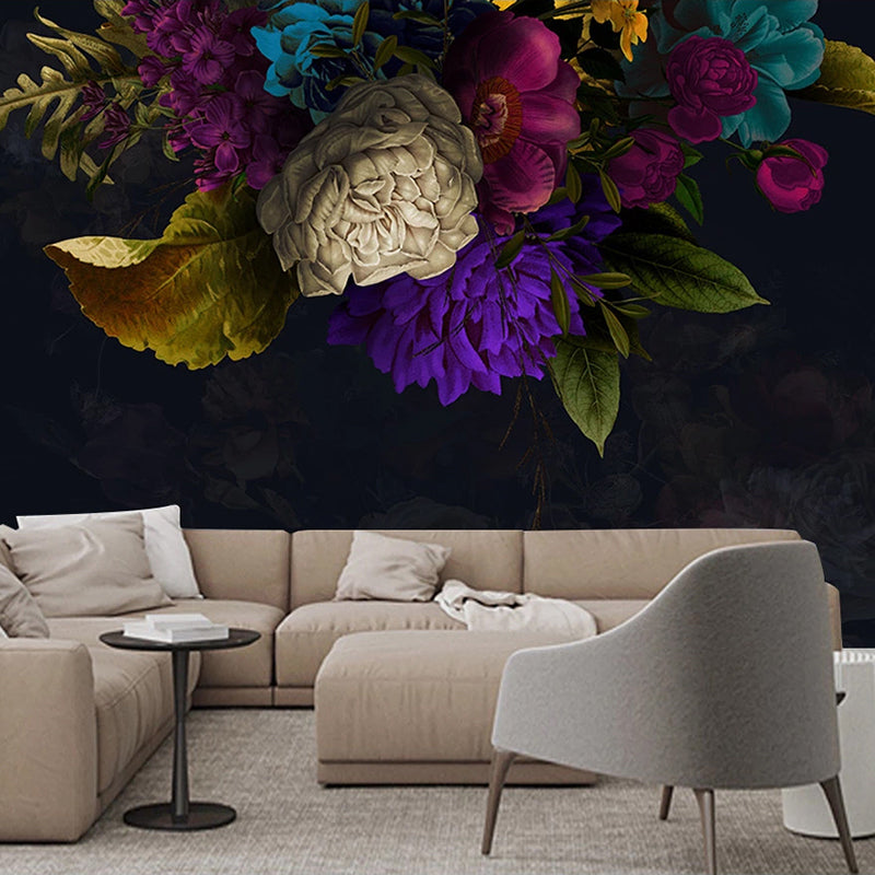 Night Garden Black Flower Wall Mural Wallpaper