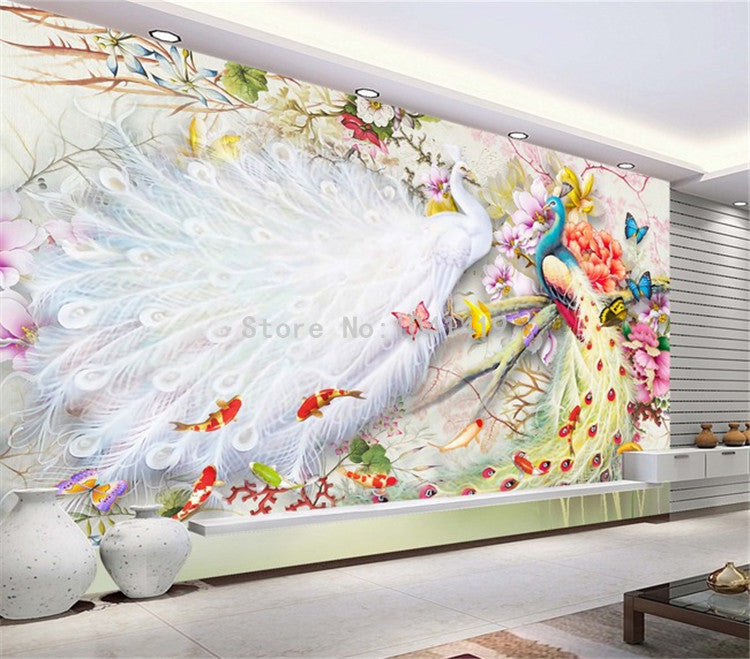 Peacock Courtship Wall Murals Wallpaper