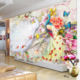 Peacock Courtship Wall Murals Wallpaper
