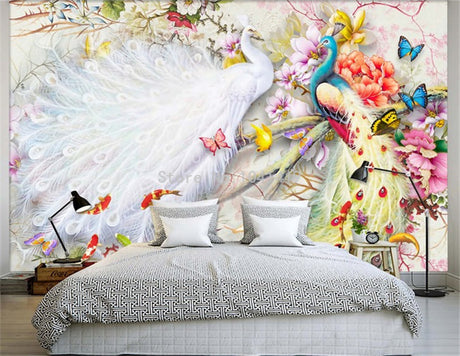 Peacock Courtship Wall Murals Wallpaper