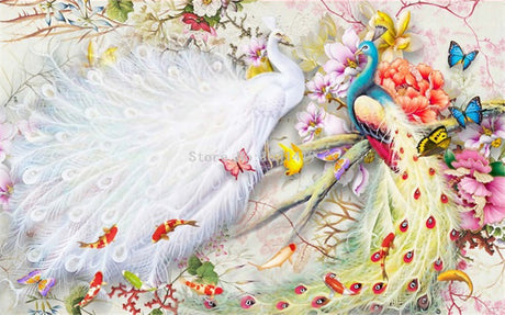 Peacock Courtship Wall Murals Wallpaper