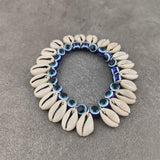 Blue Evil Eye Beads & Cowrie Shell Boho Bracelet