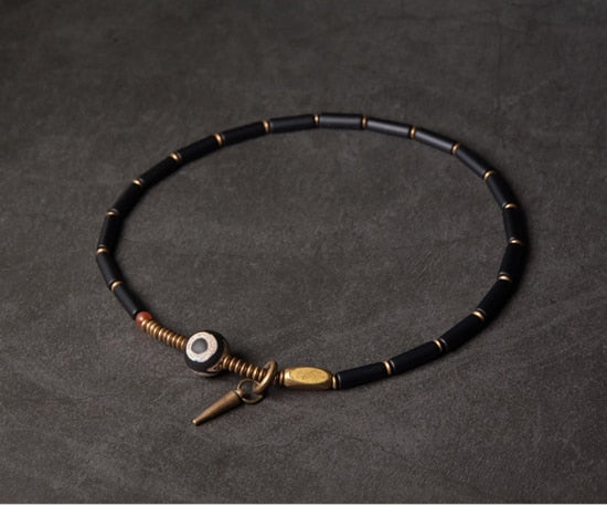 Tibetan Beads Black Onyx Bracelet Copper Healing & Protection Jewellery