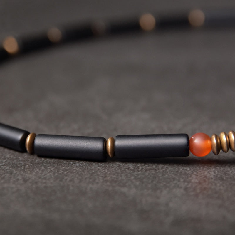 Tibetan Beads Black Onyx Bracelet Copper Healing & Protection Jewellery