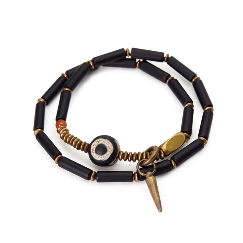 Tibetan Beads Black Onyx Bracelet Copper Healing & Protection Jewellery
