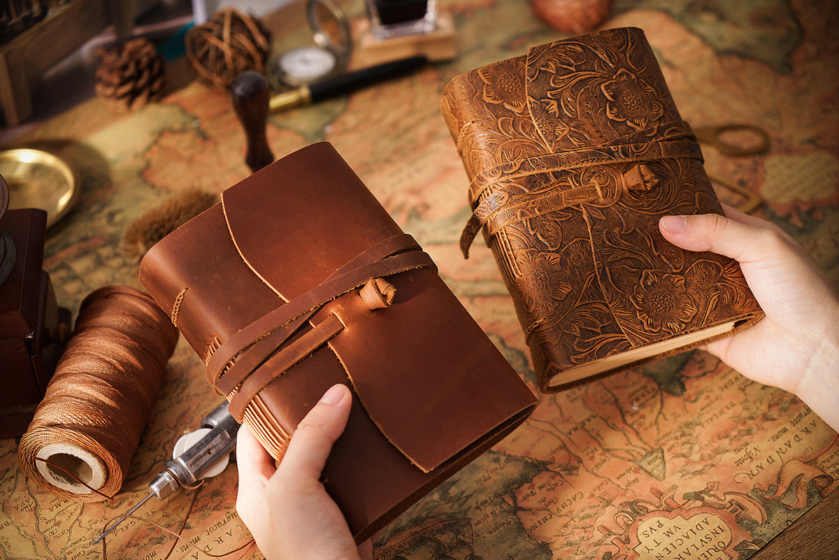 Handmade Embossed Genuine Leather Journal Book 400P