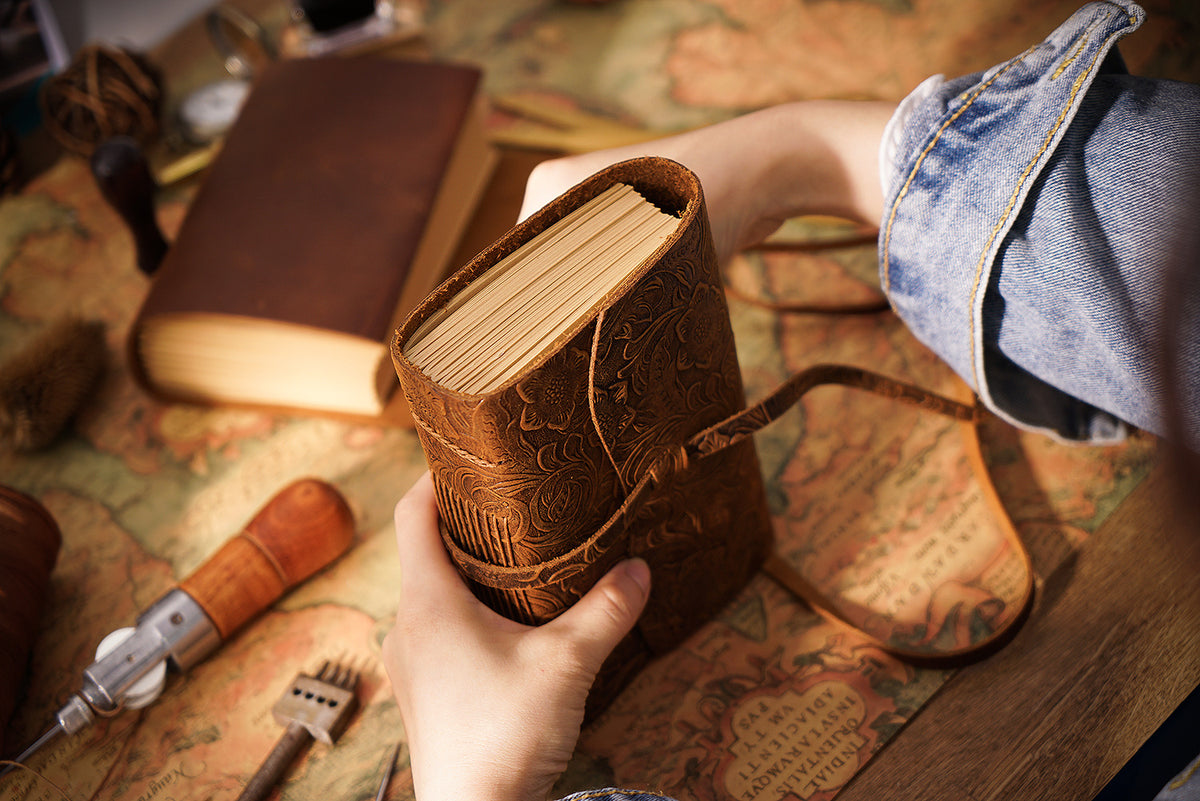 Handmade Embossed Genuine Leather Journal Book 400P