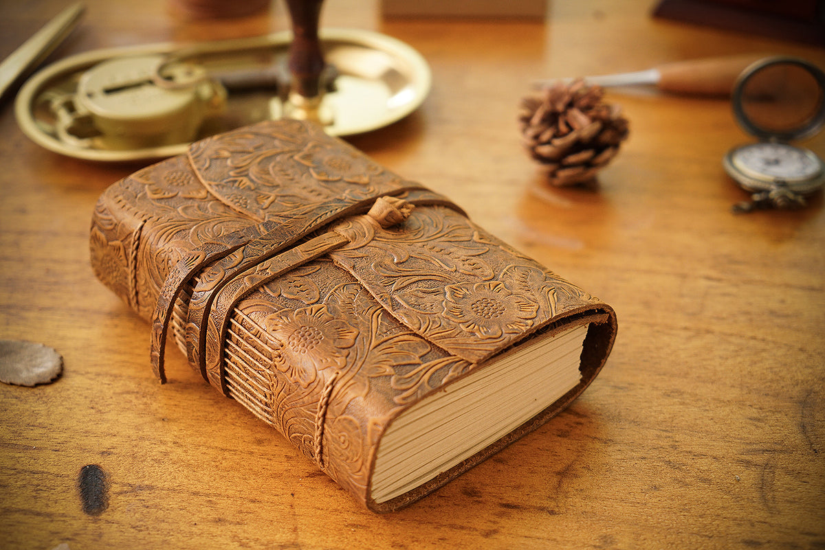 Handmade Embossed Genuine Leather Journal Book 400P