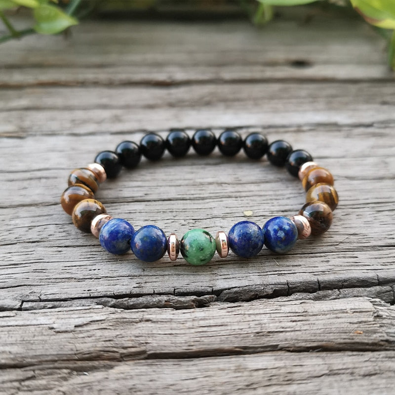 Natural Stone Mala Beads Lapis & Tigers Eye