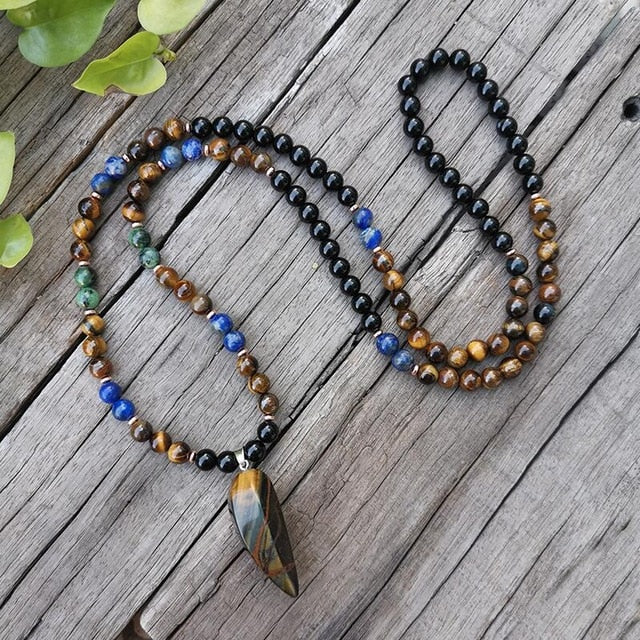 Natural Stone Mala Beads Lapis & Tigers Eye