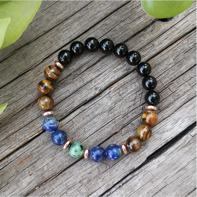 Natural Stone Mala Beads Lapis & Tigers Eye