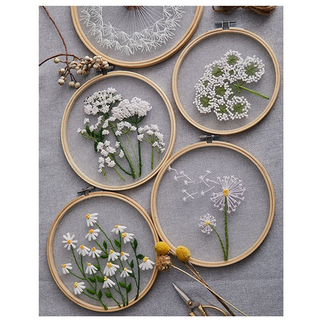 Mesh White Flowers DIY Embroidery Kit