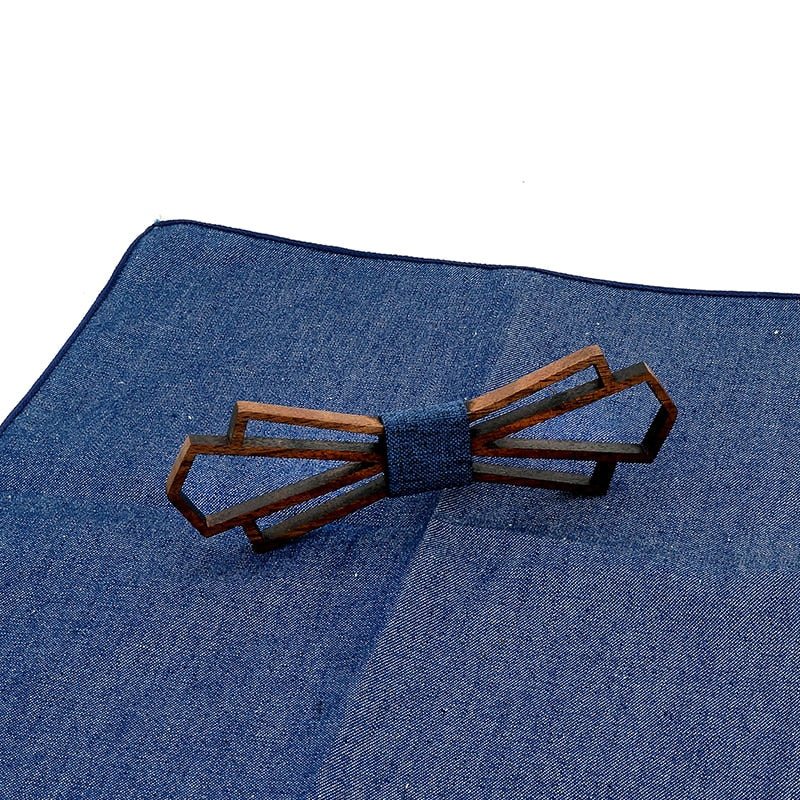 Art Deco Wooden Bow Tie & Handkerchief Boxed Gift Sets