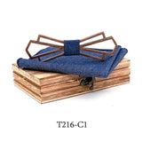 Art Deco Wooden Bow Tie & Handkerchief Boxed Gift Sets