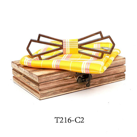 Art Deco Wooden Bow Tie & Handkerchief Boxed Gift Sets