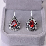 Pear-shaped Ruby Drop Earrings | Thai Silver 925 Silver