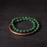 Multi Layer Copper African Grass Jade or Red Jasper Handcrafted Unisex Bracelet