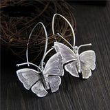 Large Butterfly Drop Earrings 925 Sterling Silver