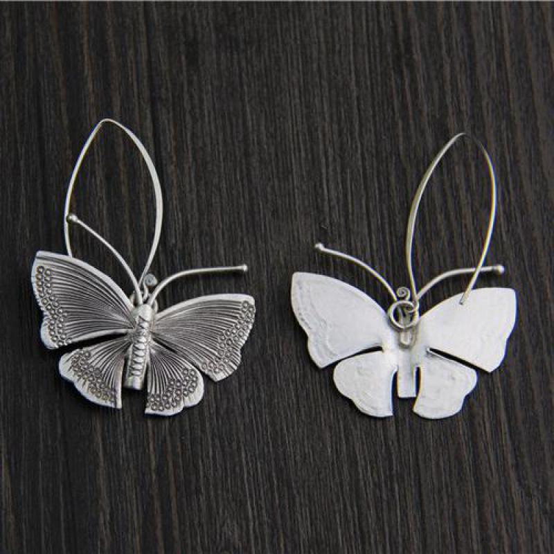 Large Butterfly Drop Earrings 925 Sterling Silver