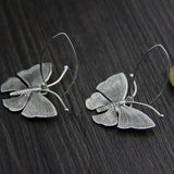 Large Butterfly Drop Earrings 925 Sterling Silver