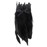 Black Natural Feather Wrist Cuffs with Ribbon Ties