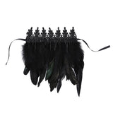 Black Natural Feather Wrist Cuffs with Ribbon Ties