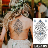 Chest Temporary Tattoo Waterproof Lace Totem Lotus Mandala
