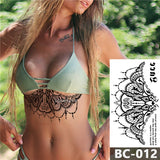 Chest Temporary Tattoo Waterproof Lace Totem Lotus Mandala