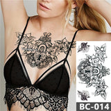 Chest Temporary Tattoo Waterproof Lace Totem Lotus Mandala