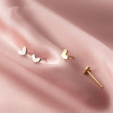 Teeny Tiny Love Heart Stud Earrings 925 Sterling Silver