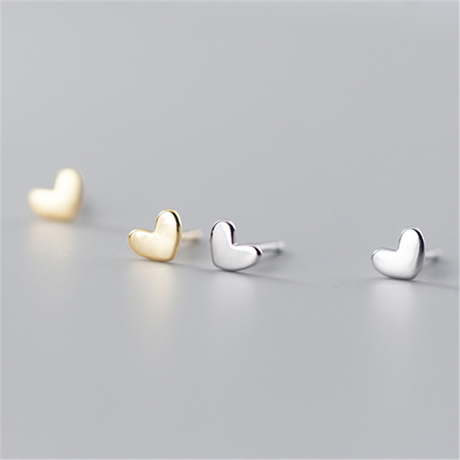 Teeny Tiny Love Heart Stud Earrings 925 Sterling Silver