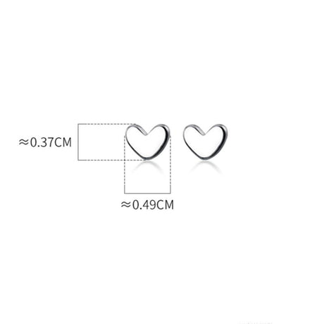 Teeny Tiny Love Heart Stud Earrings 925 Sterling Silver
