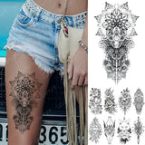 Waterproof Temporary Tattoos Snake Flower Rose Mandala Lace Fox Lion Cat Tree