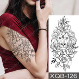 Waterproof Temporary Tattoos Snake Flower Rose Mandala Lace Fox Lion Cat Tree